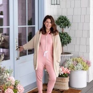 The Skinny x Jillian Harris Erinn Cardigan Open Front Knit Cream Beige One Size